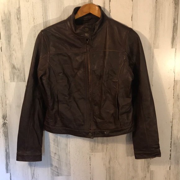 American Eagle Outfitters Jackets & Blazers - Brown Genuine Leather AE Bomber style jacket coat